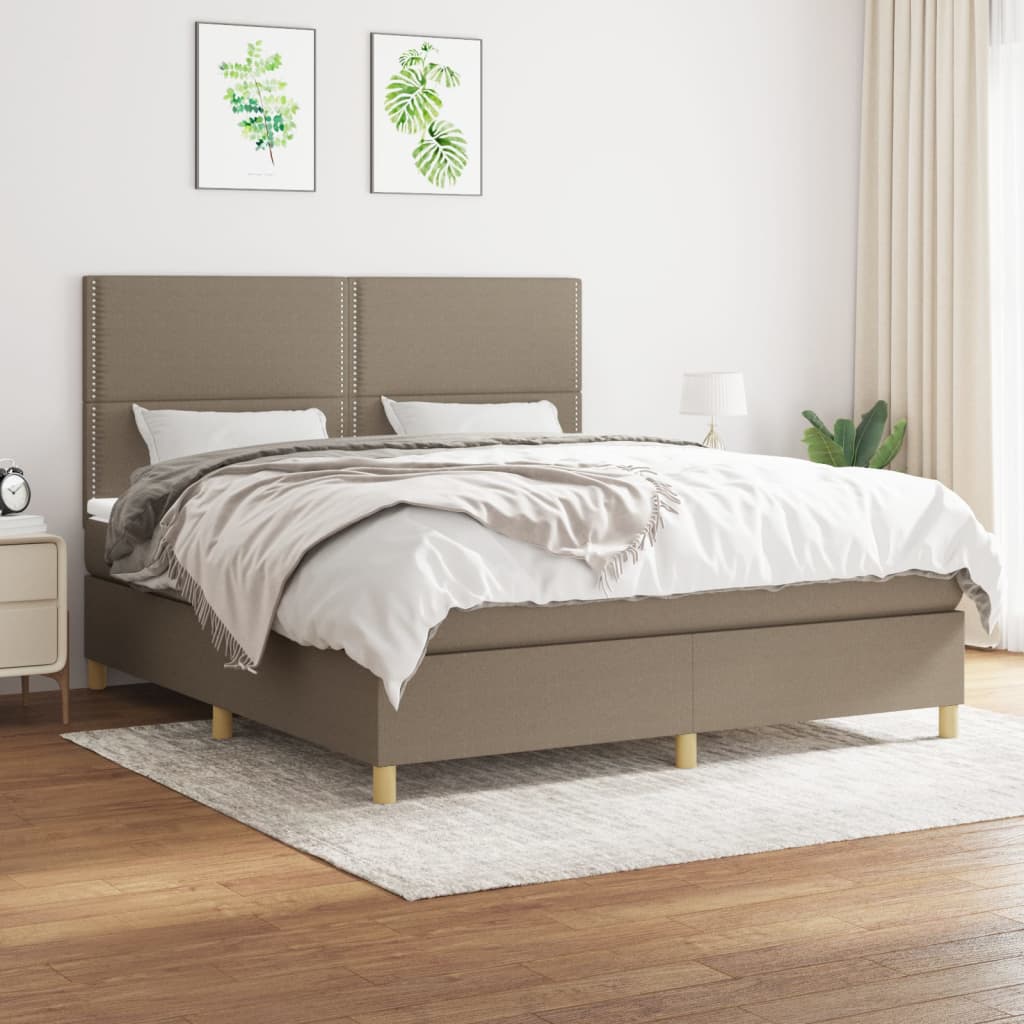 vidaXL Posteľný rám boxspring s matracom sivohned 180x200 cm látka