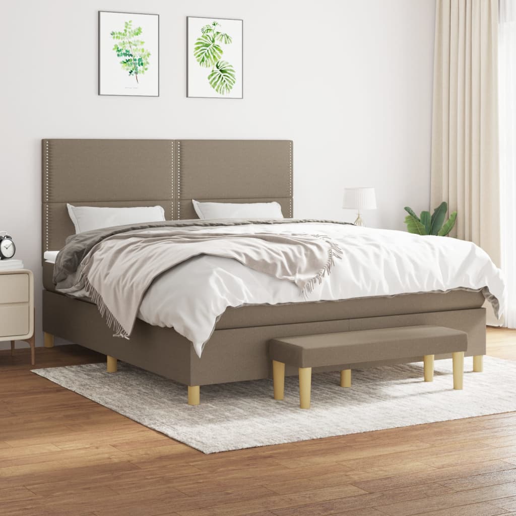 vidaXL Posteľný rám boxspring s matracom sivohned 180x200 cm látka