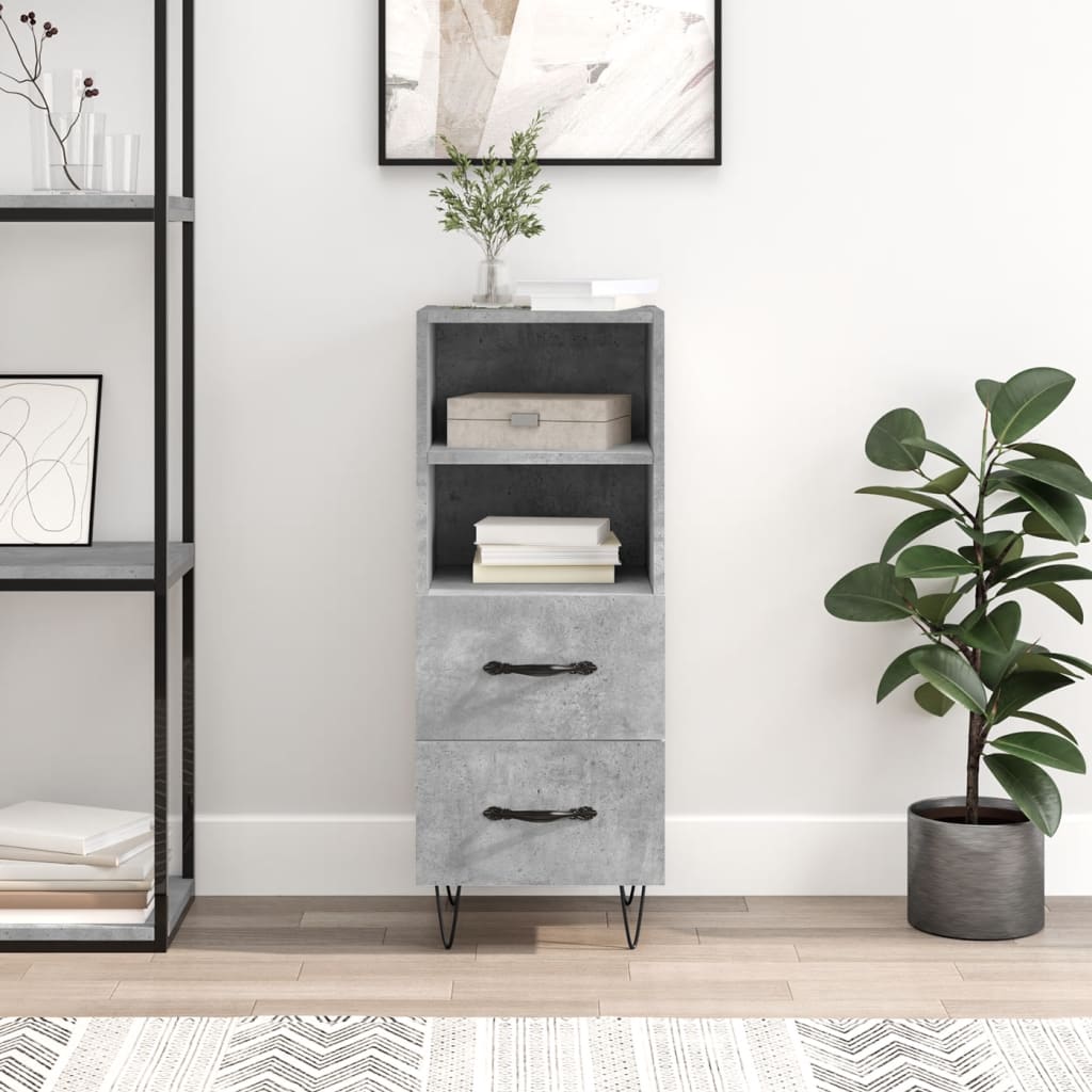 vidaXL Komoda betónovo sivá 34,5x34x90 cm spracované drevo
