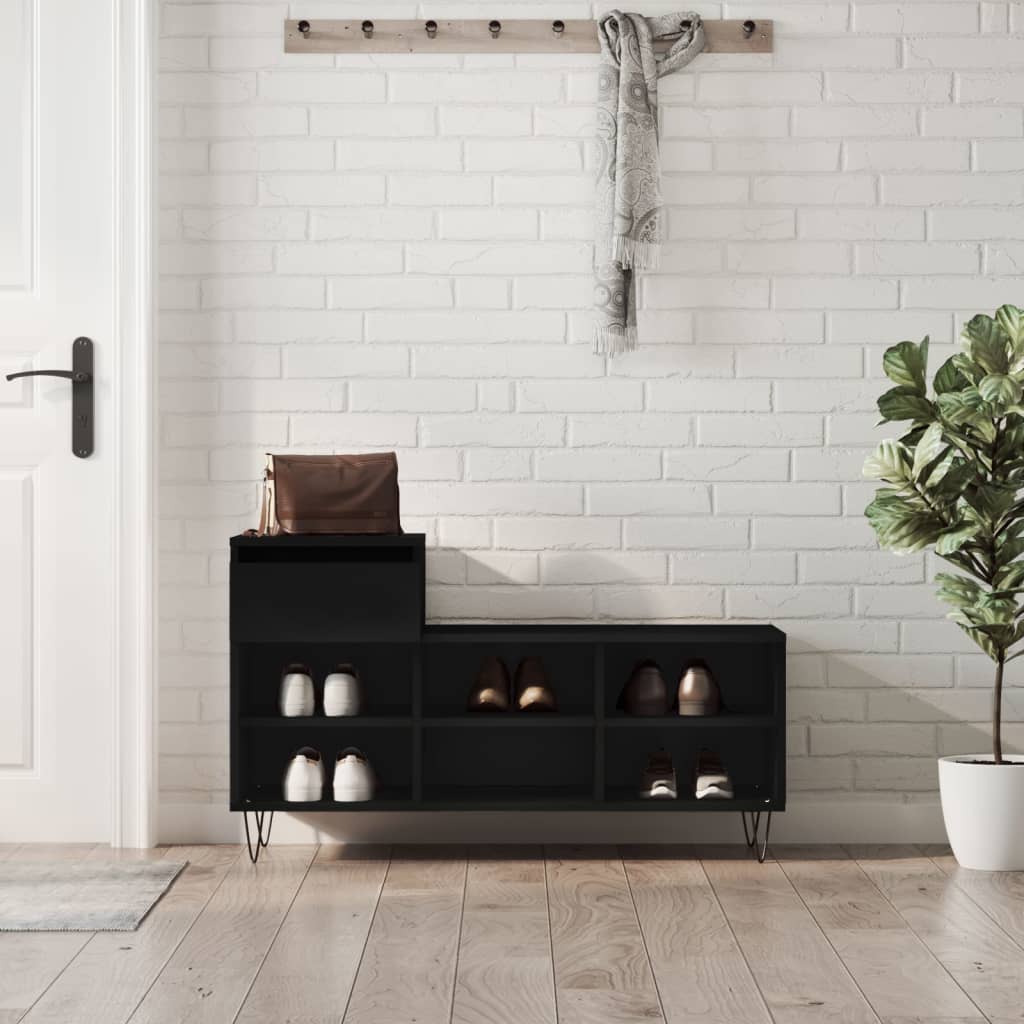 vidaXL Botník čierny 102x36x60 cm spracované drevo