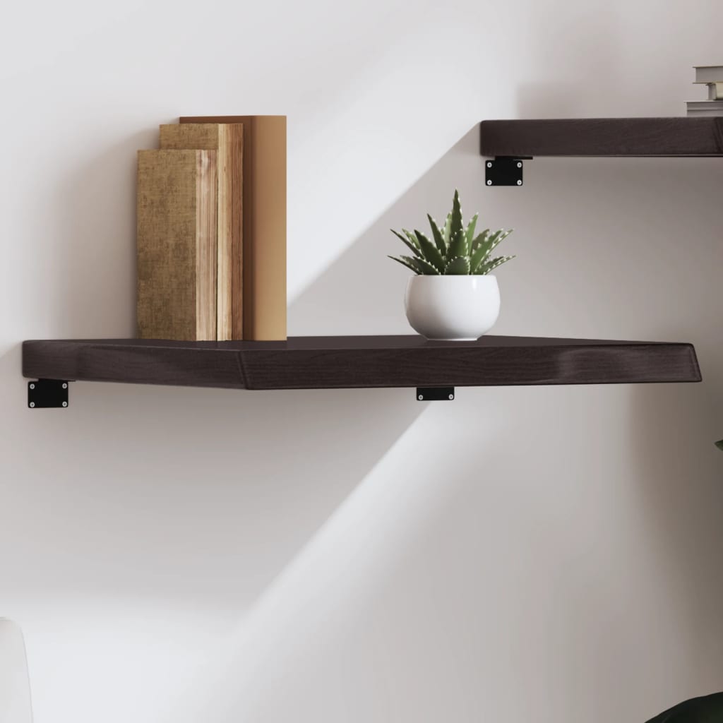vidaXL Nástenná polica tmavohnedá 60x50x(2-6) cm ošetrený dubový masív