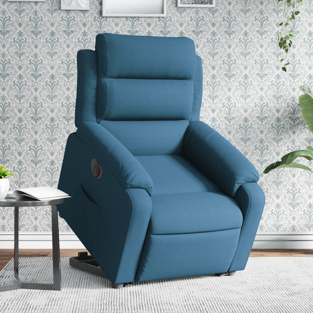 vidaXL Elektrické zdvíhacie sklápacie kreslo modré zamat