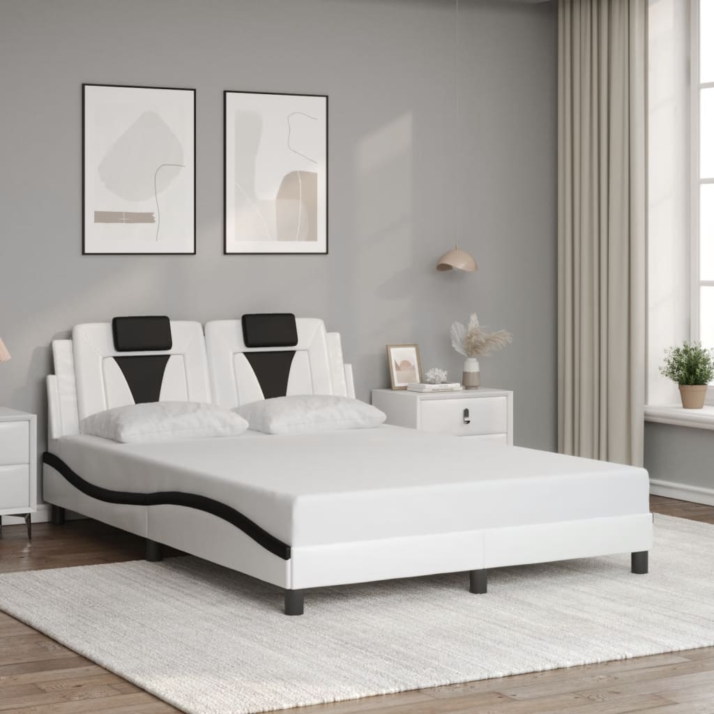 vidaXL Posteľný rám s čelom bielo-čierny 120x200 cm umelá koža