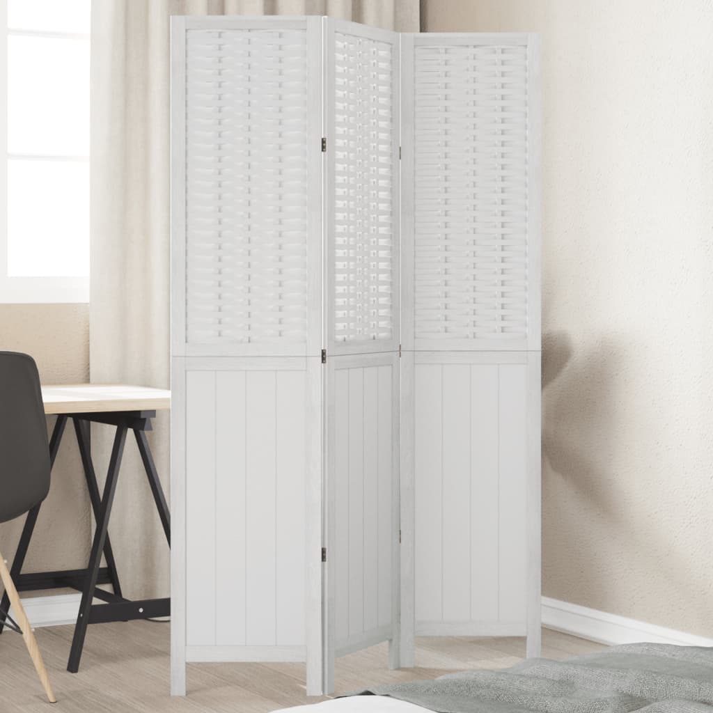 vidaXL Paraván 3 panely biely masívne drevo paulovnie