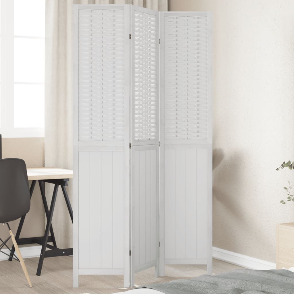vidaXL Paraván 3 panely biely masívne drevo paulovnie