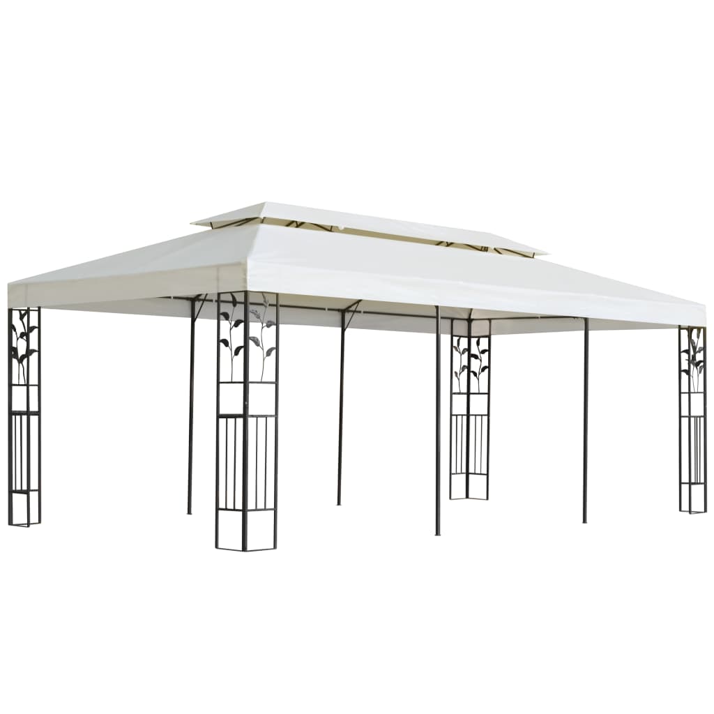 vidaXL Altánok s dvojitou strieškou, biely 6x3 m, oceľ