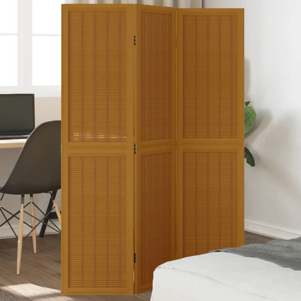 vidaXL Paraván 3 panely hnedý masívne drevo paulownie