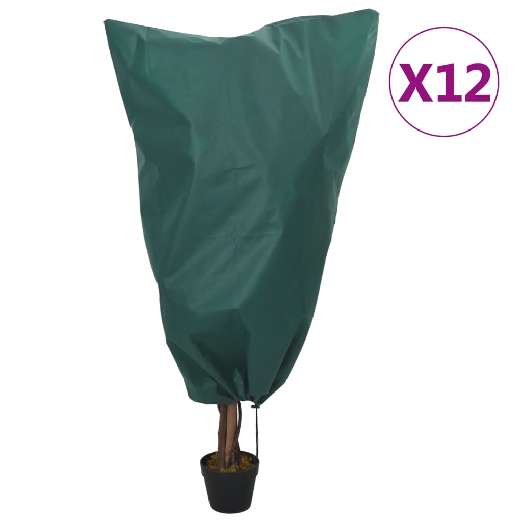 vidaXL Flísové kryty na rastliny so šnúrkou 12 ks 70 g/m² 0,8x1 m