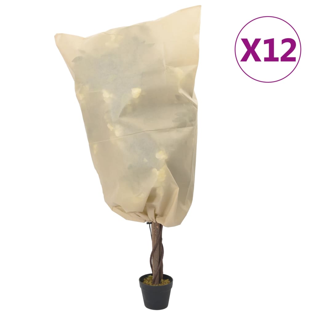 vidaXL Flísové kryty na rastliny so šnúrkou 12 ks 70 g/m² 0,8x1,2 m