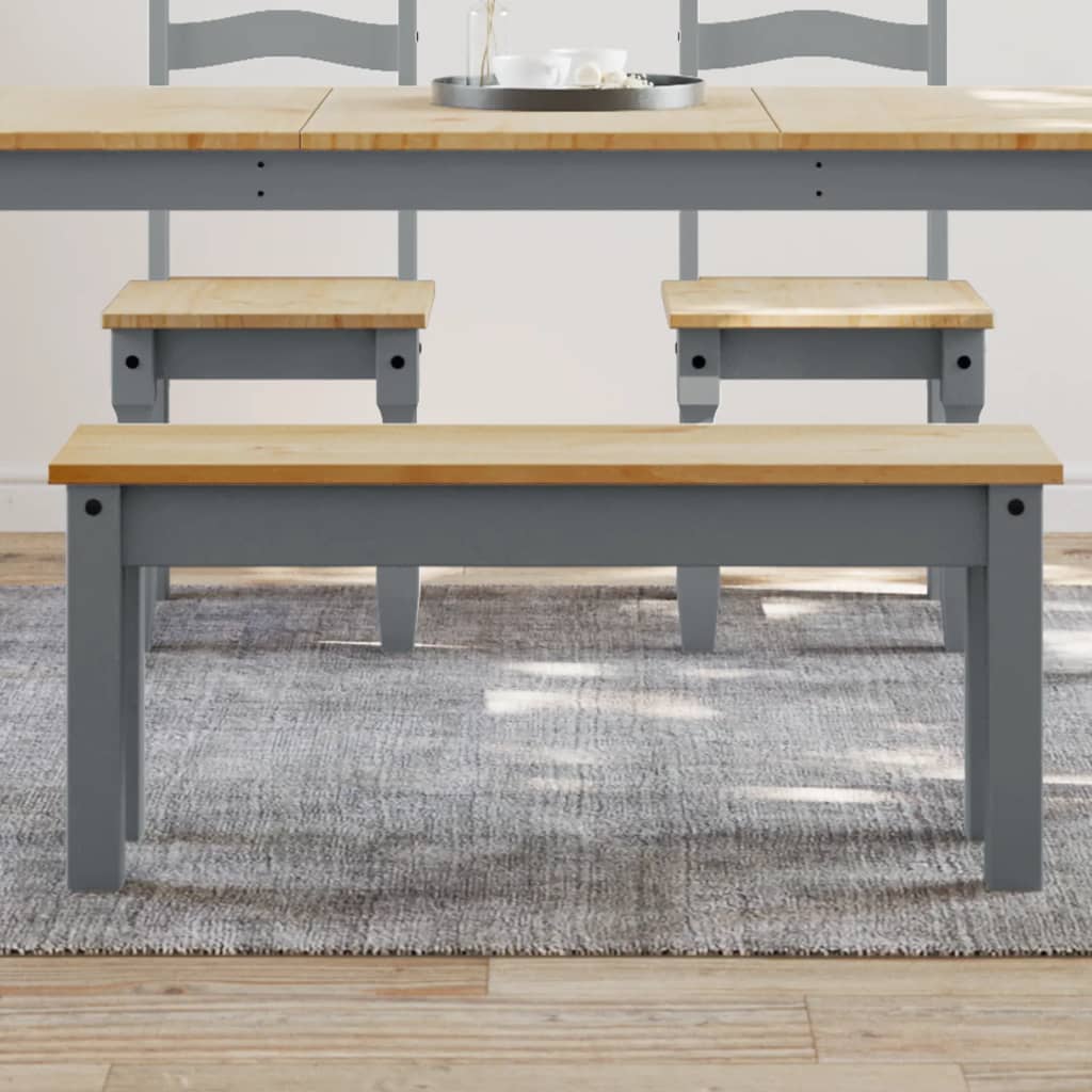 vidaXL Jedálenská lavica Panama sivá 105x30x45 cm borovicový masív