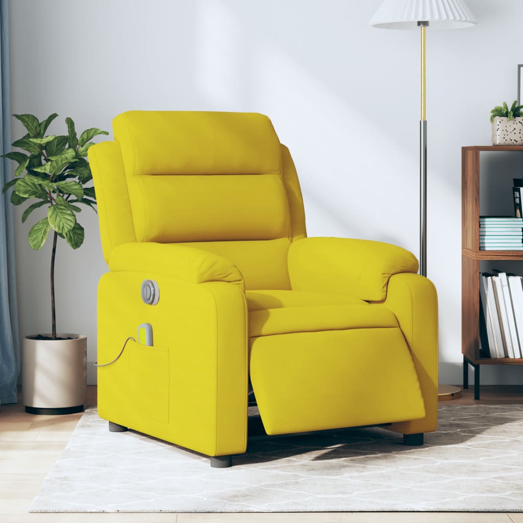 vidaXL Elektrické masážne sklápacie kreslo žlté zamat