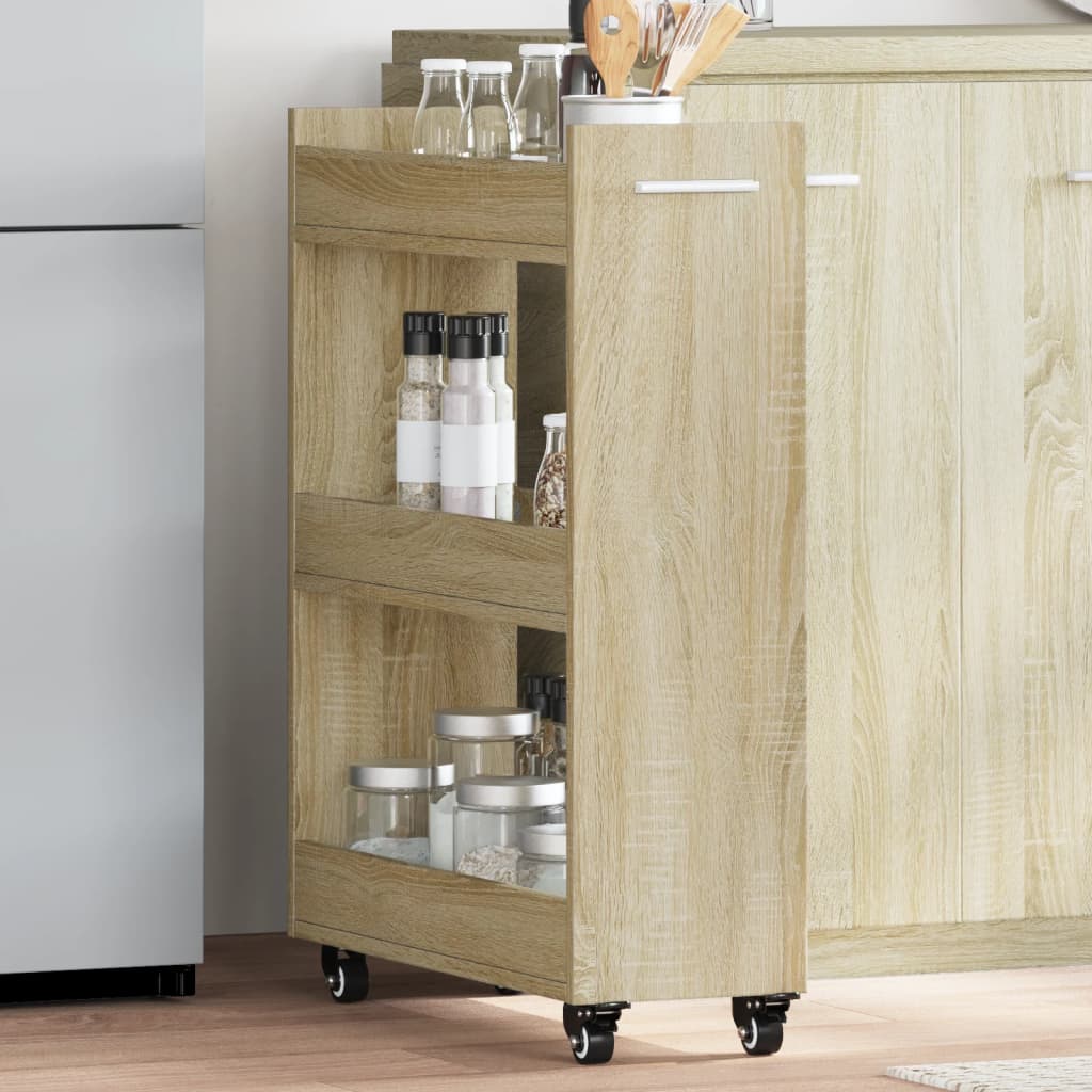 vidaXL Skrinka s kolieskami dub sonoma 60x22x79 cm kompozitné drevo