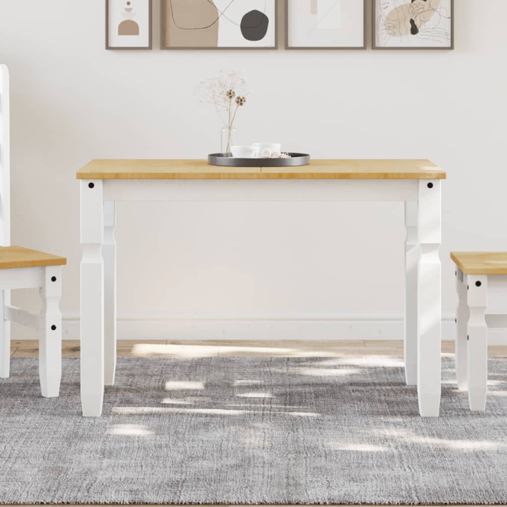 vidaXL Jedálenský stôl Corona biely 112x60x75 cm borovicový masív