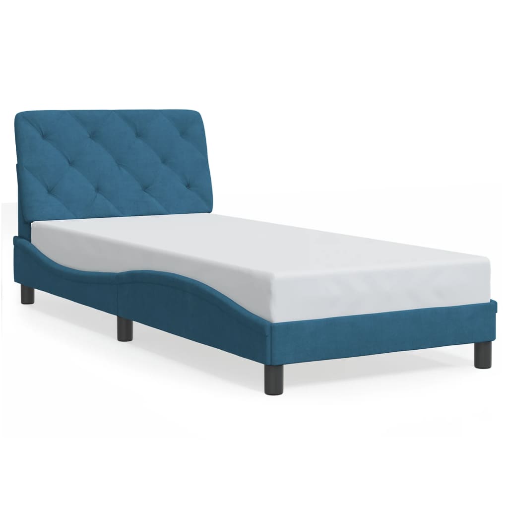 vidaXL Posteľný rám s matracom modrý 90x190 cm zamat