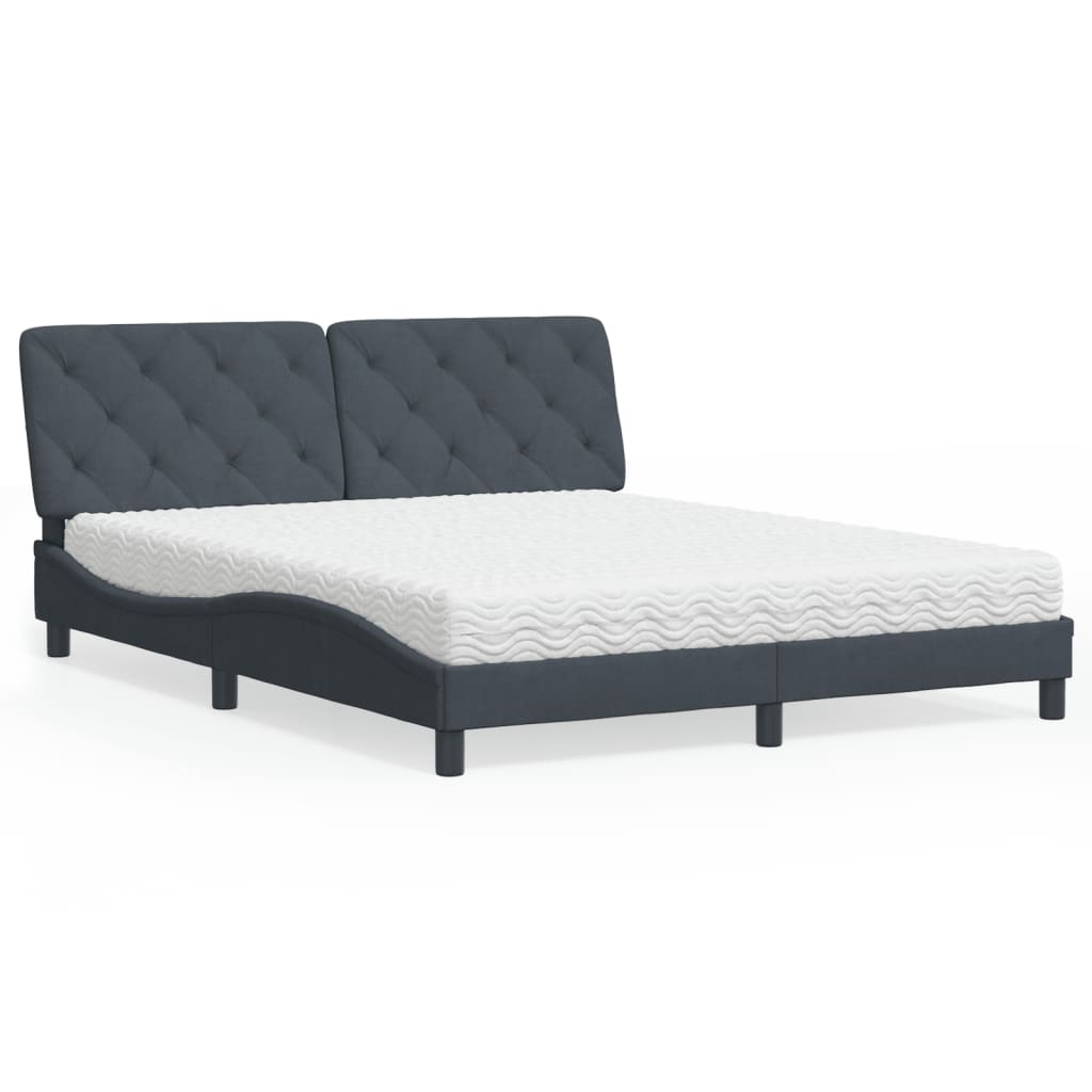 vidaXL Posteľný rám s matracom tmavosivý 160x200 cm zamat