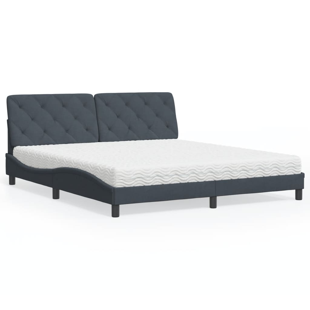 vidaXL Posteľný rám s matracom tmavosivý 180x200 cm zamat