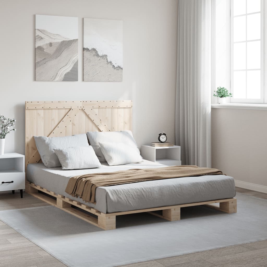 vidaXL Posteľný rám s čelom 160x200 cm borovicový masív