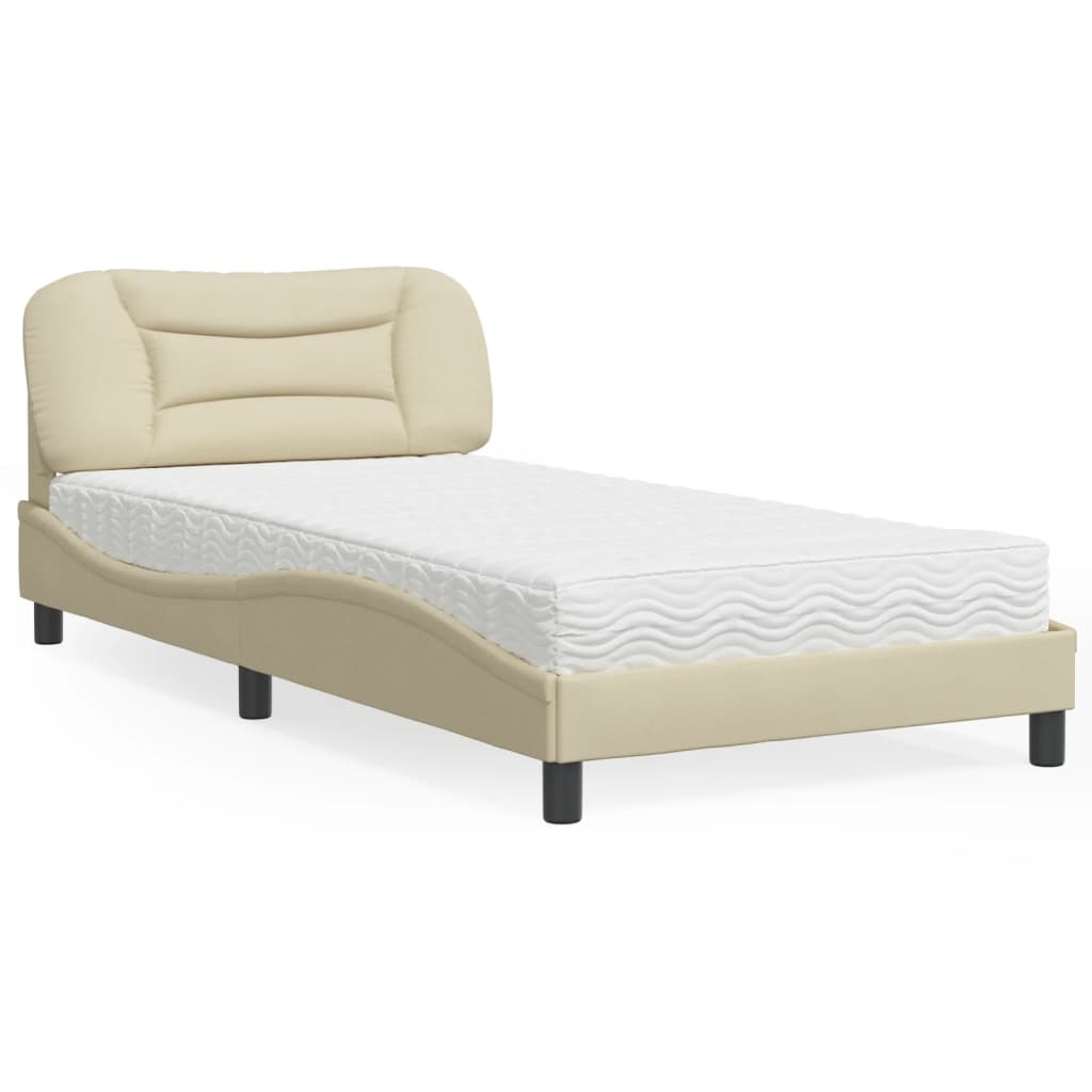 vidaXL Posteľ s matracom krémová 100x200 cm látka