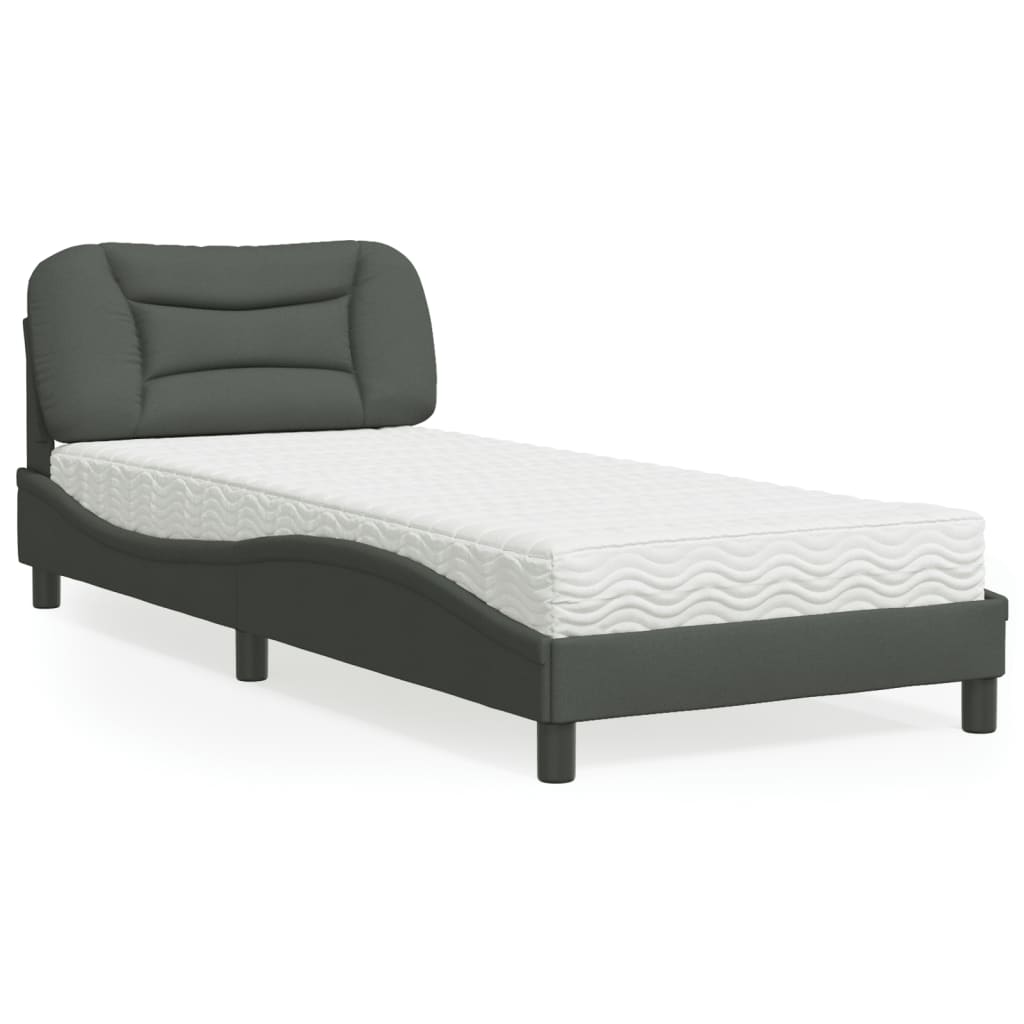 vidaXL Posteľ s matracom tmavosivá 90x200 cm látka