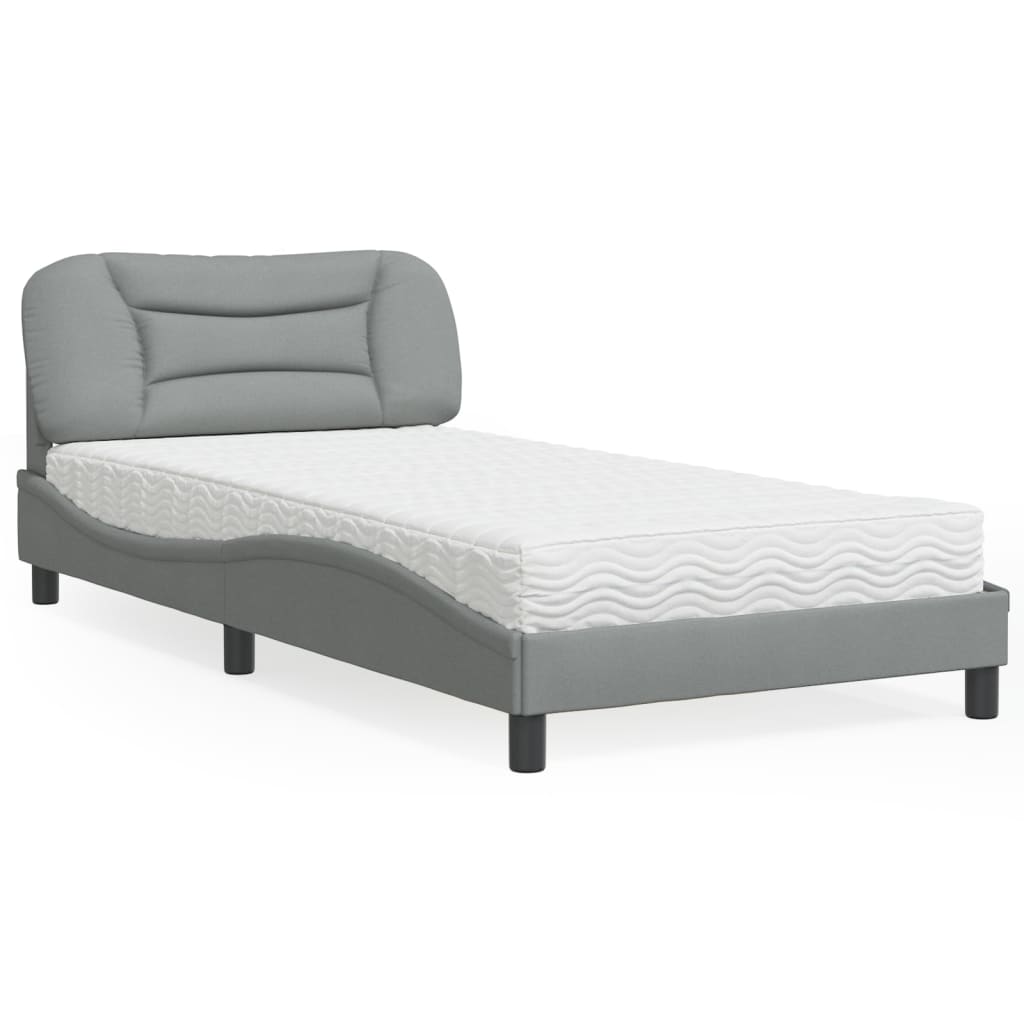 vidaXL Posteľ s matracom bledosivá 100x200 cm látka