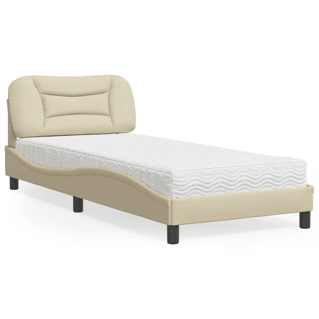 vidaXL Posteľ s matracom krémová 90x200 cm látka
