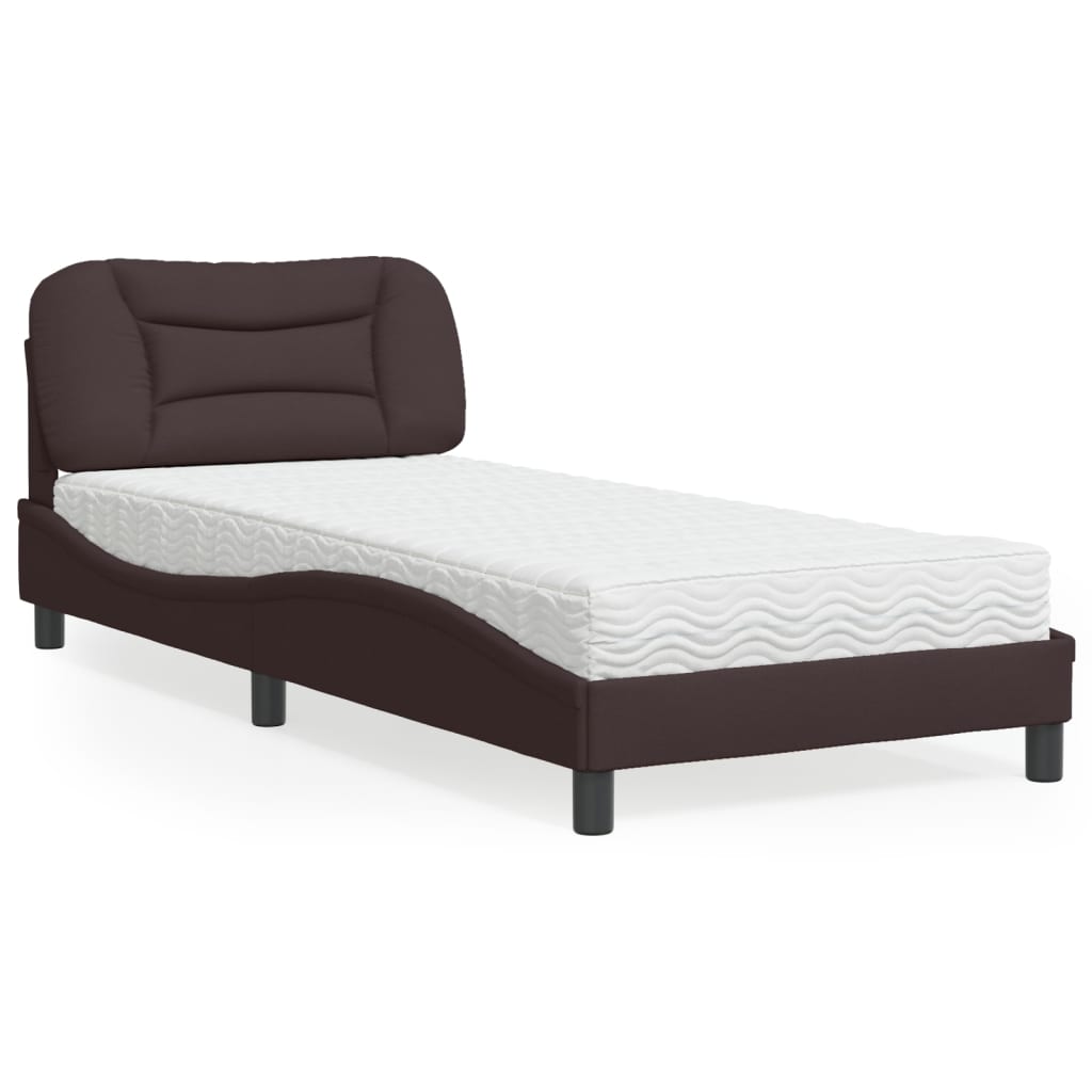 vidaXL Posteľ s matracom tmavohnedá 90x200 cm látka