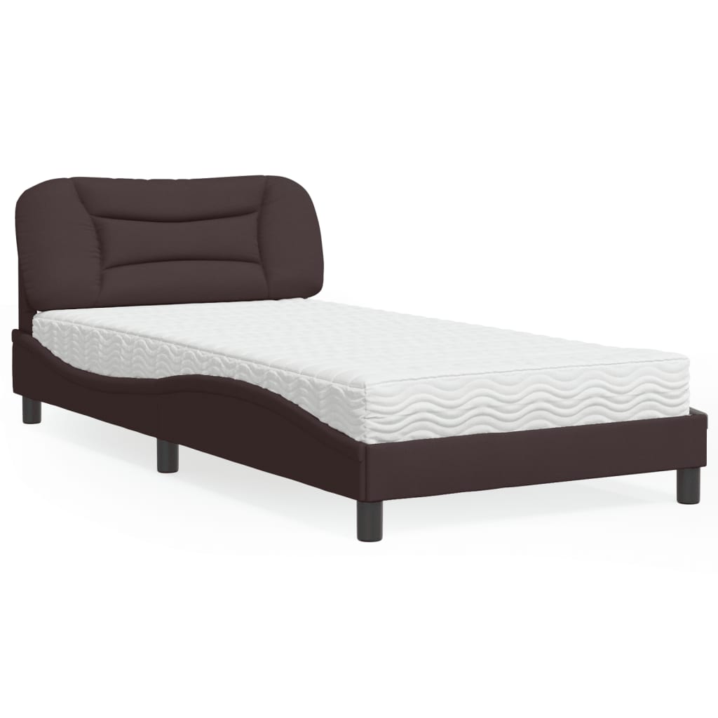 vidaXL Posteľ s matracom tmavohnedá 100x200 cm látka