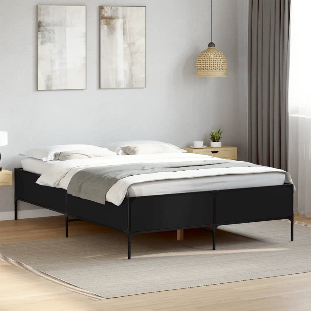 vidaXL Posteľný rám čierny 140x190 cm kompozitné drevo a kov