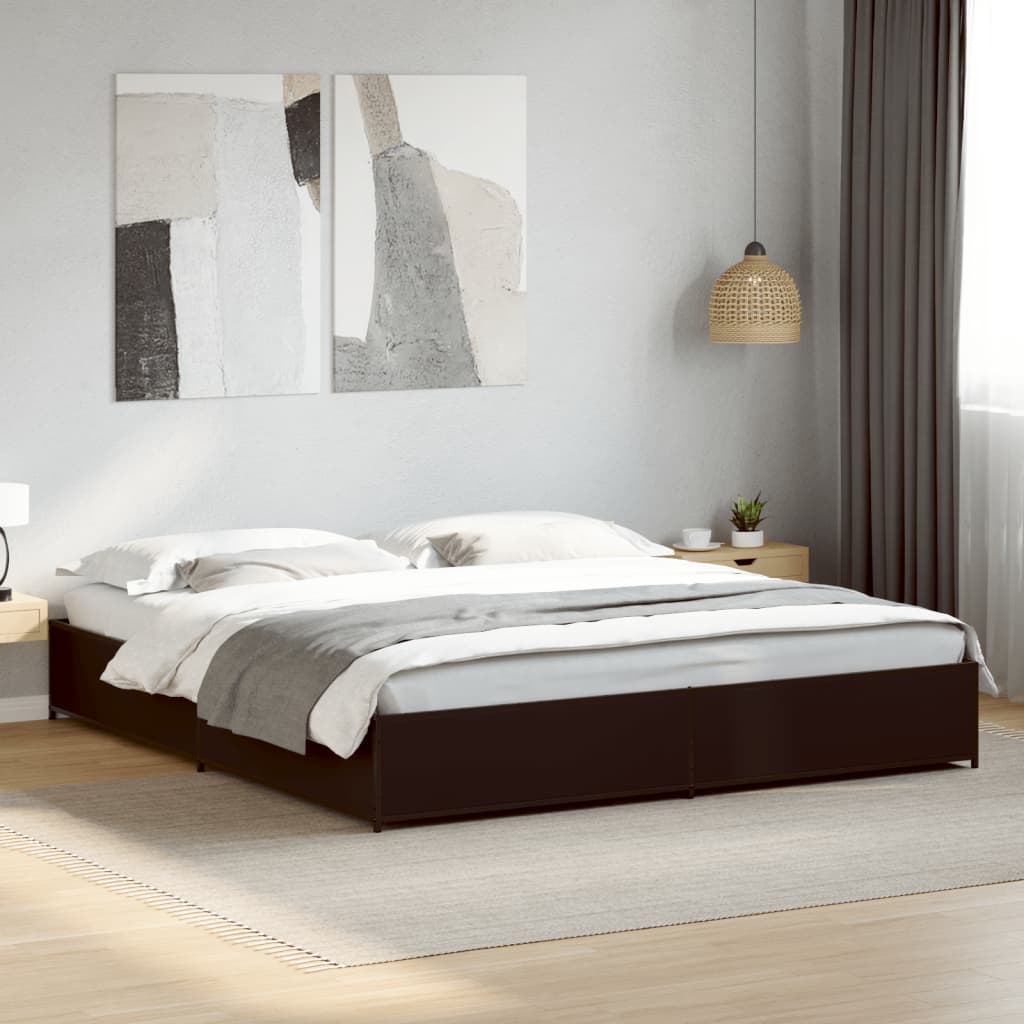 vidaXL Posteľný rám čierny 160x200 cm kompozitné drevo a kov