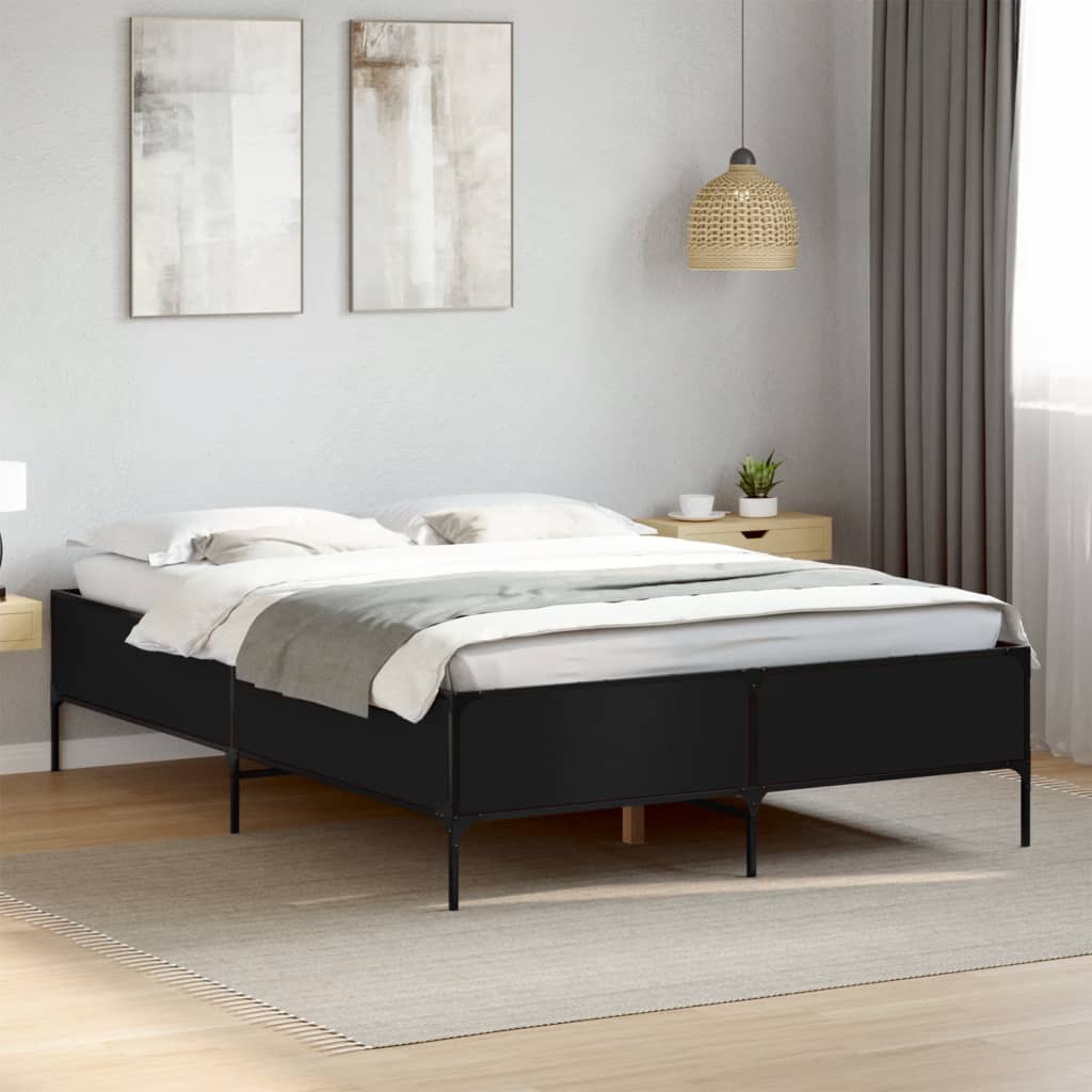 vidaXL Posteľný rám čierny 150x200 cm kompozitné drevo a kov