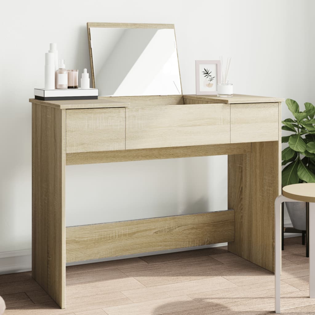 vidaXL Toaletný stolík so zrkadlom dub sonoma 100x45x76 cm
