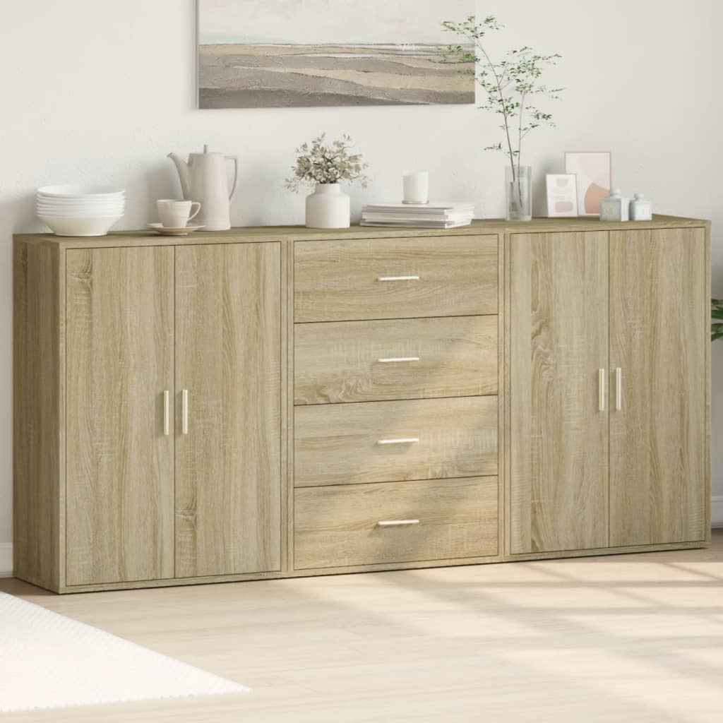 vidaXL Komody 3 ks dub sonoma 60x31x84 cm kompozitné drevo