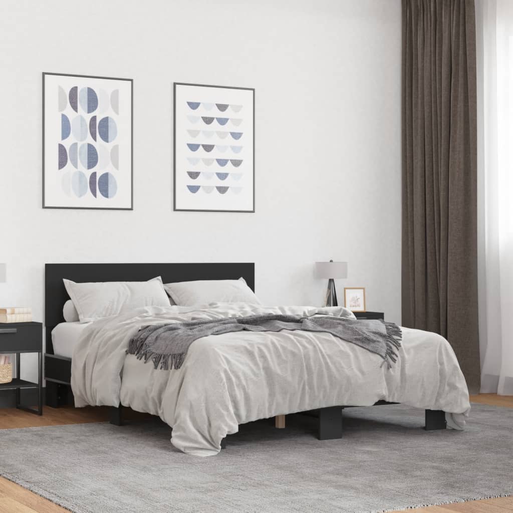 vidaXL Posteľný rám čierny 120x190 cm kompozitné drevo a kov