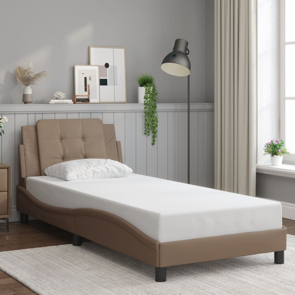 vidaXL Posteľný rám s čelom kapučínový 80x200 cm umelá koža