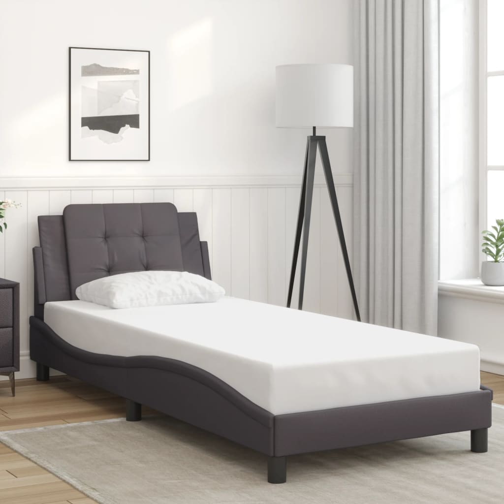 vidaXL Posteľný rám s čelom sivý 90x200 cm umelá koža