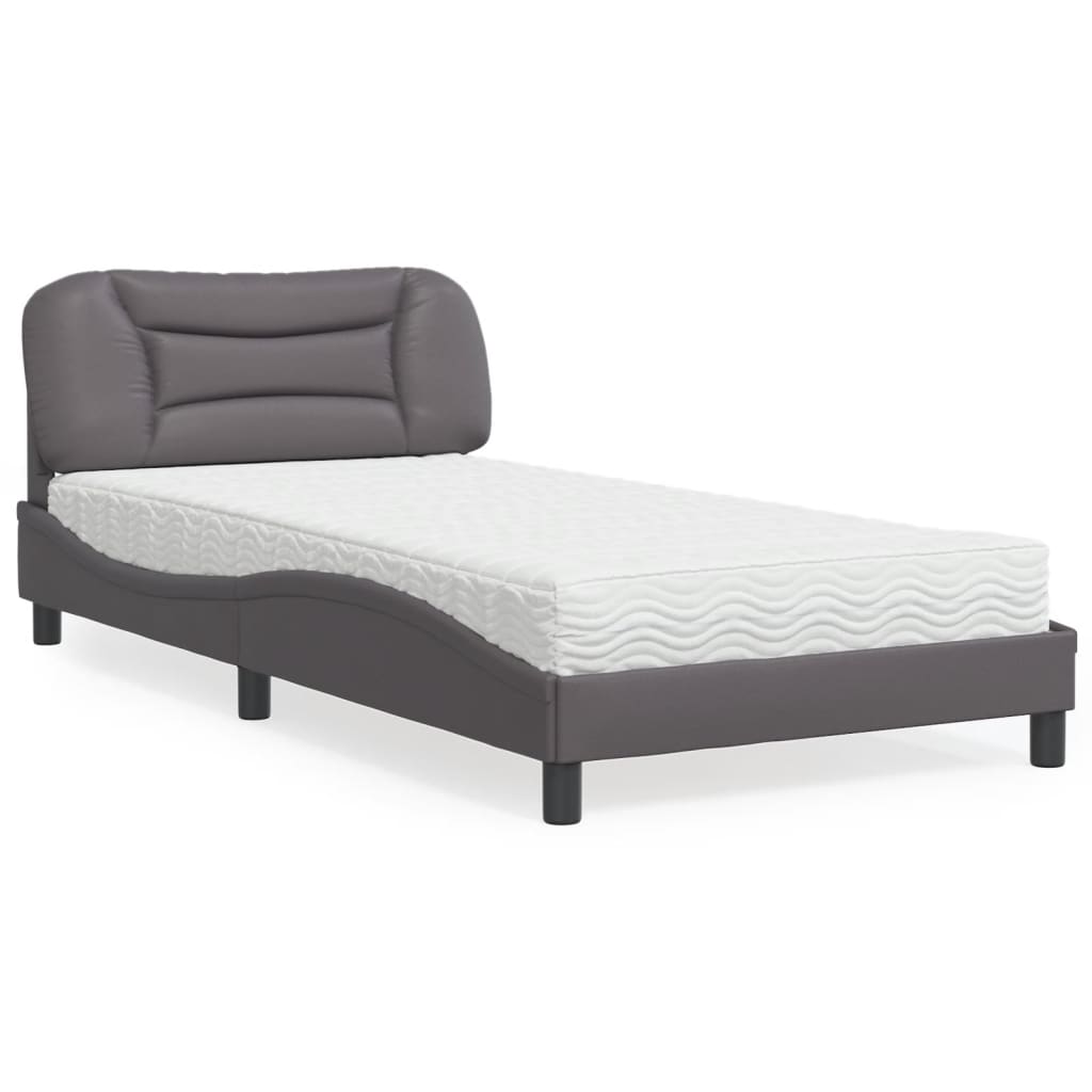 vidaXL Posteľ s matracom sivá 100x200 cm umelá koža