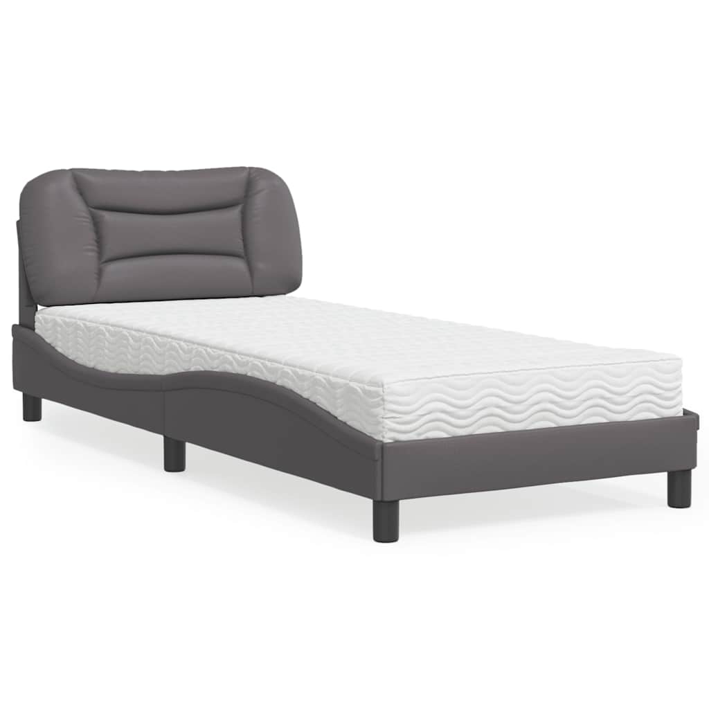 vidaXL Posteľ s matracom sivá 90x200 cm umelá koža