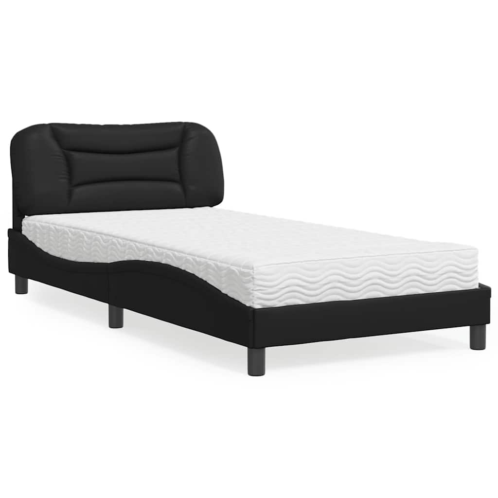 vidaXL Posteľ s matracom čierna 100x200 cm umelá koža