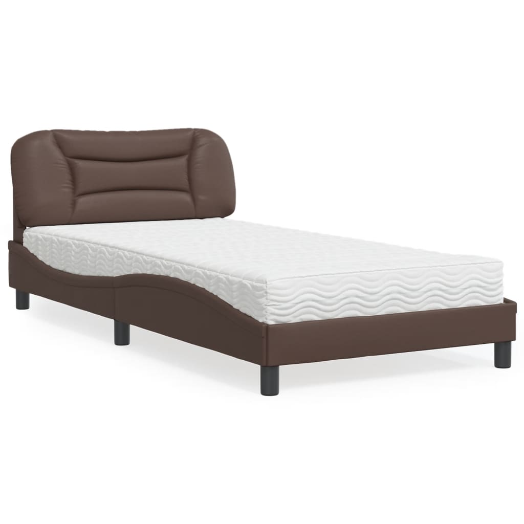 vidaXL Posteľ s matracom hnedá 100x200 cm umelá koža