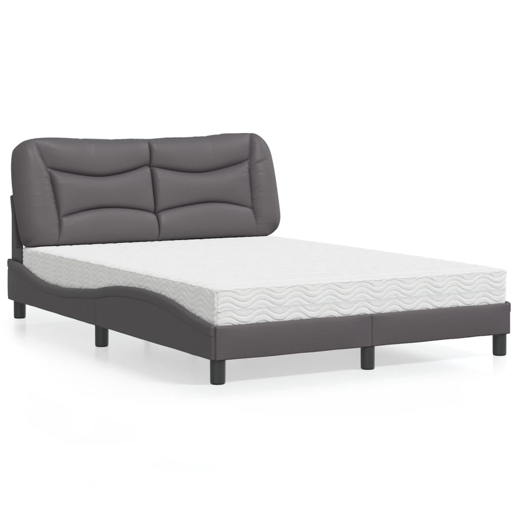 vidaXL Posteľ s matracom sivá 120x200 cm umelá koža