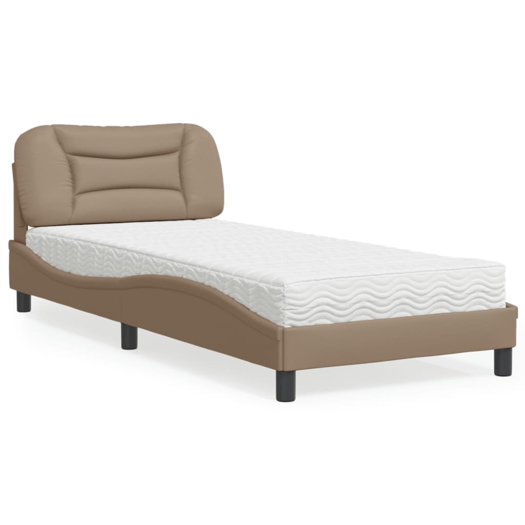 vidaXL Posteľ s matracom kapučínová 90x200 cm umelá koža
