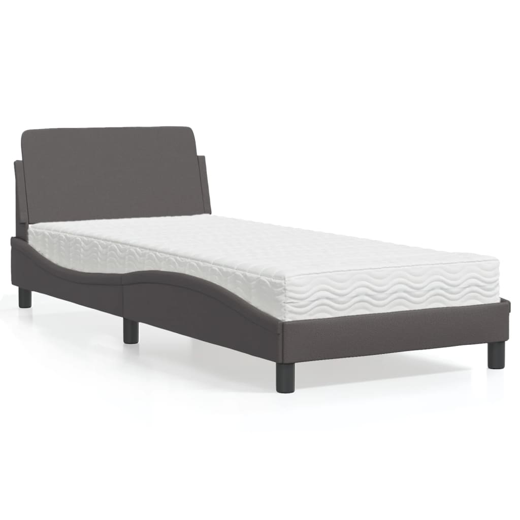 vidaXL Posteľ s matracom sivá 80x200 cm umelá koža