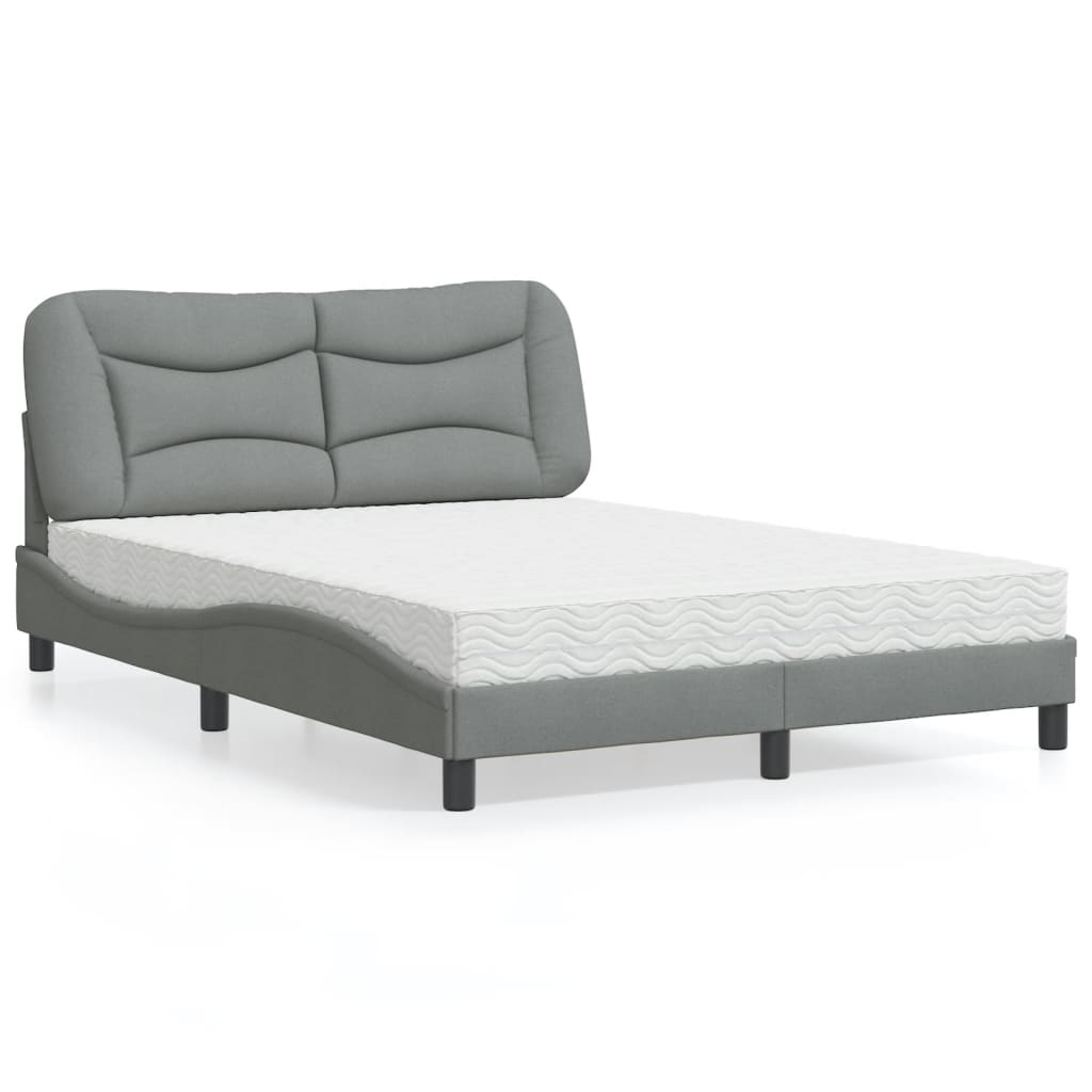 vidaXL Posteľ s matracom bledosivá 120x200 cm látka