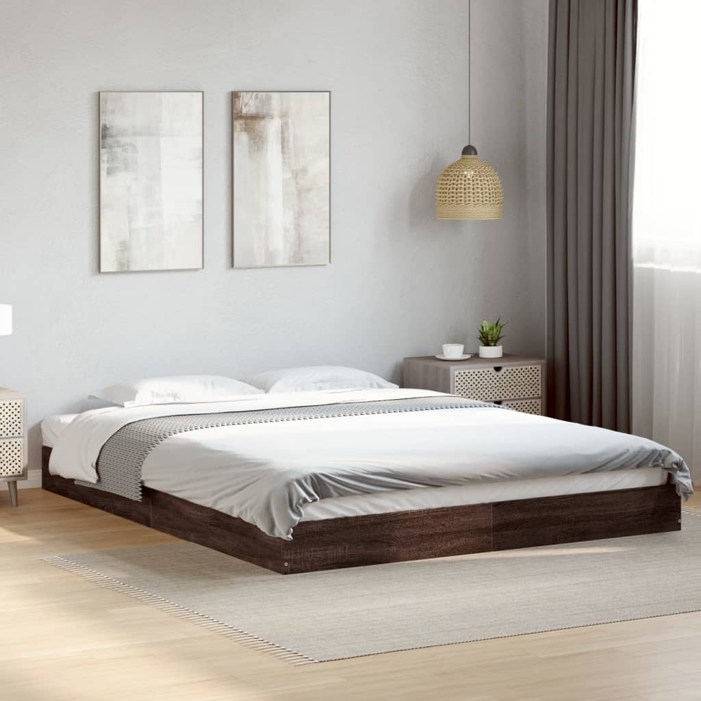 vidaXL Posteľný rám bez matraca hnedý dub 160x200 cm kompozitné drevo