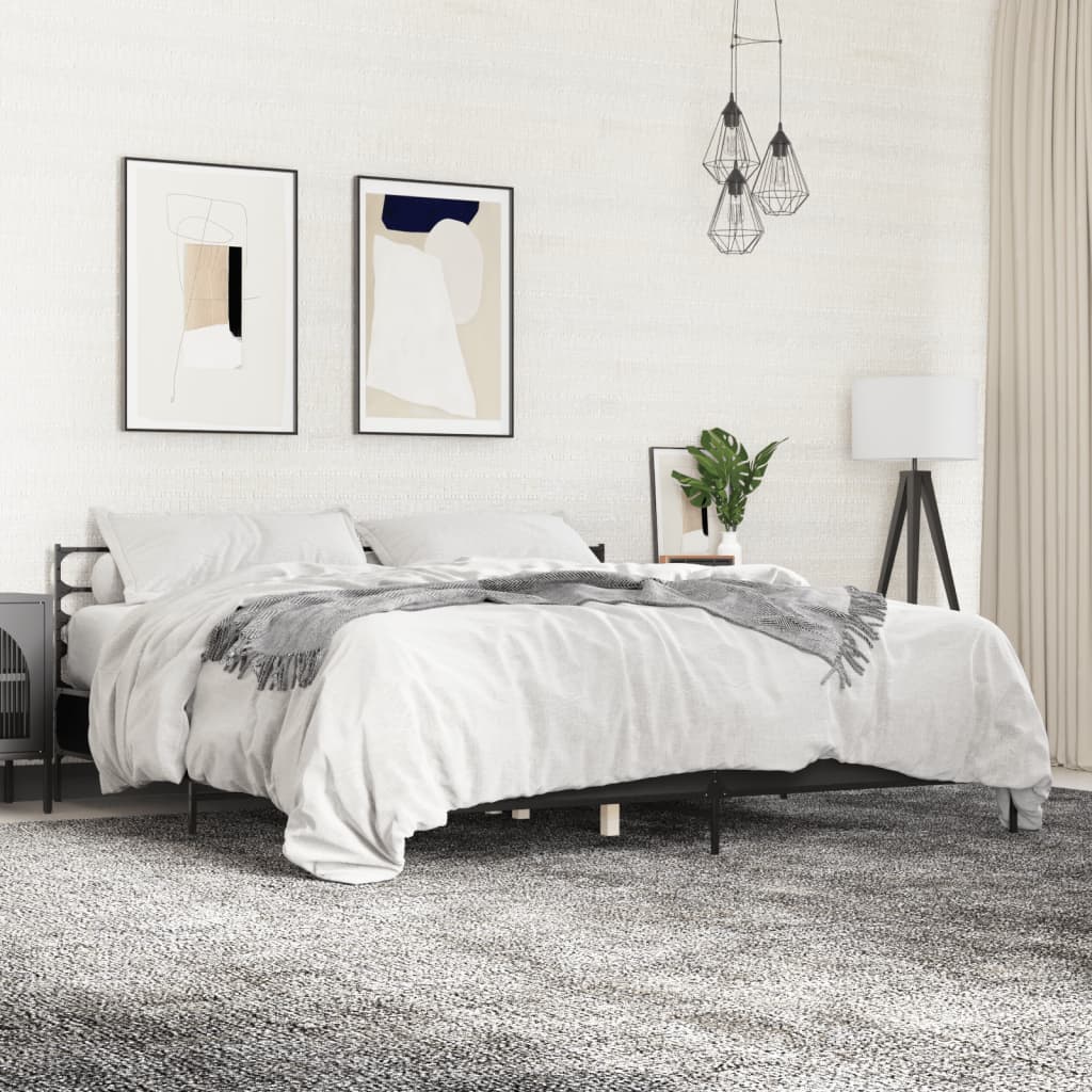 vidaXL Posteľný rám čierny 180x200 cm kompozitné drevo a kov