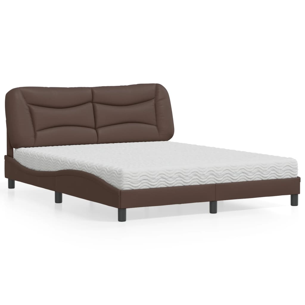 vidaXL Posteľ s matracom hnedá 160x200 cm umelá koža