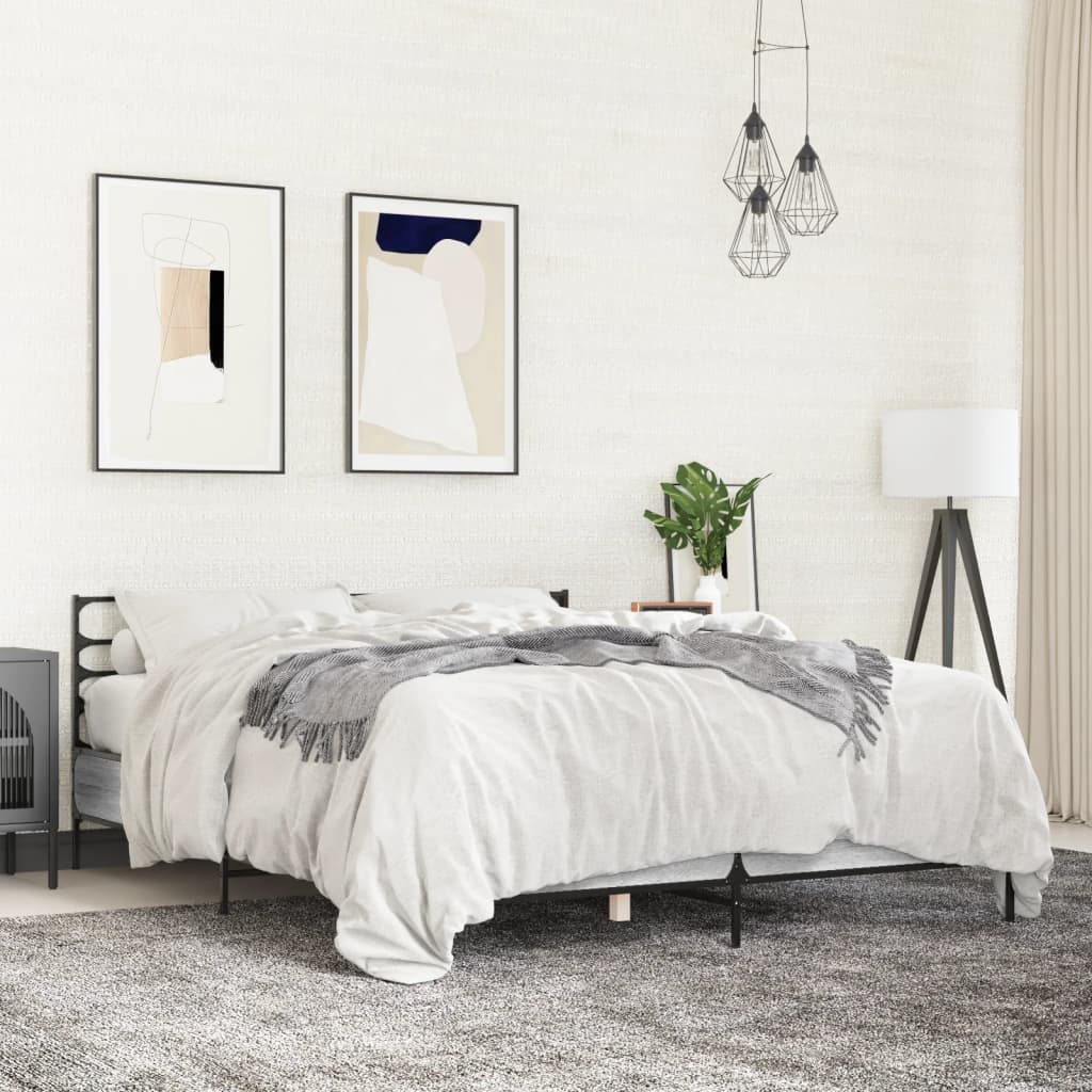 vidaXL Posteľný rám sivý sonoma 150x200 cm kompozitné drevo a kov