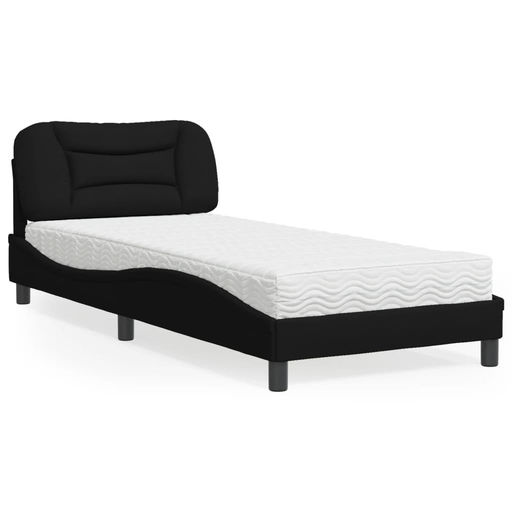 vidaXL Posteľ s matracom čierna 90x190 cm látka