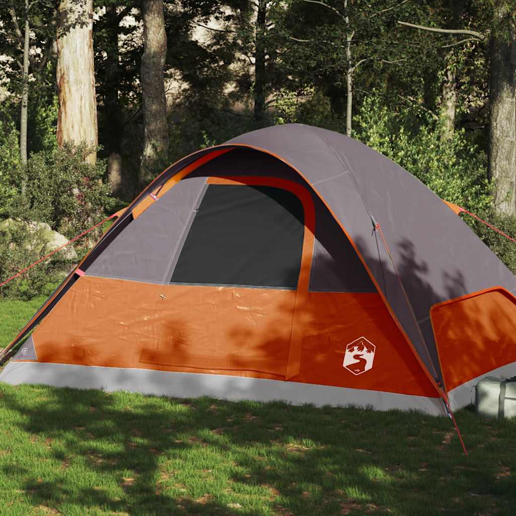 vidaXL Rodinný stan, kupola, 6 osôb, oranžový, vodoodolný