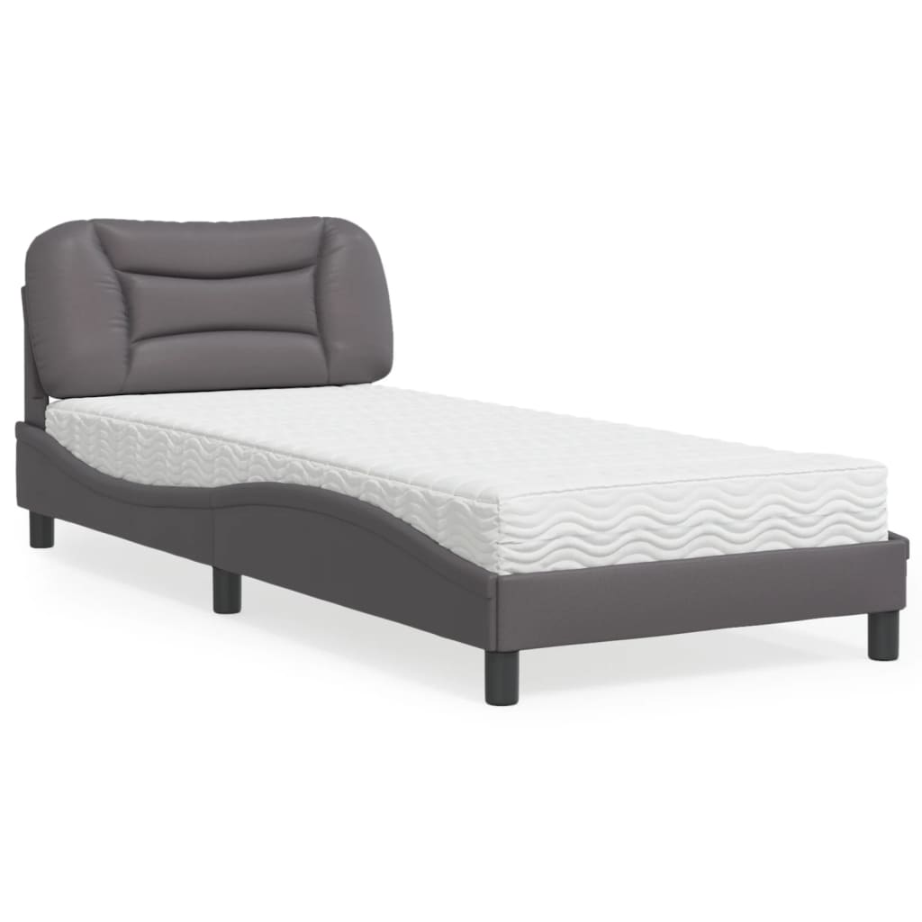 vidaXL Posteľ s matracom sivá 90x190 cm umelá koža